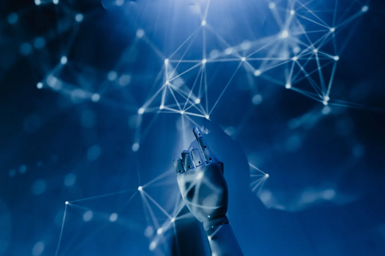 Small business owner using artificial intelligence marketing software to create content and analyze business growth